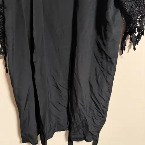 Stone Cold Fox 100% Silk Lace Robe Black Dress- One Size