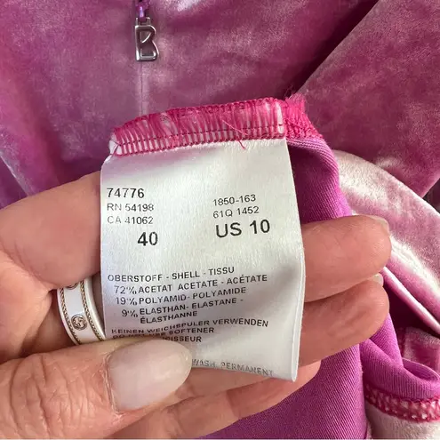 Vintage Bogner Y2K Velvet Pullover Quarter Zip Long Sleeve in Liquid Pink Size 10