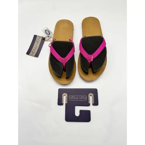 NWOB Hari Mari Womens Flip Flops Thong Slip On Scouts II Berry/Tan Leather Red Size 8