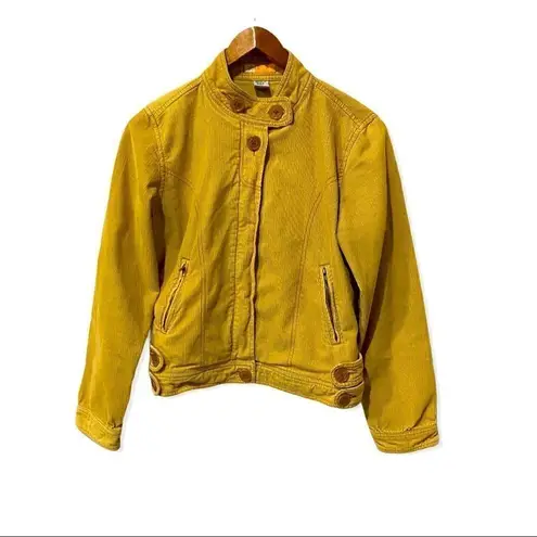 Tulle Yellow Corduroy Cropped Trucker Jacket Yellow Size M