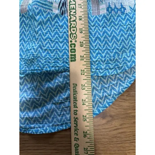 kim rogers Women Shirt Petite Small Blue Short Sleeve V Neck Crochet Boho City