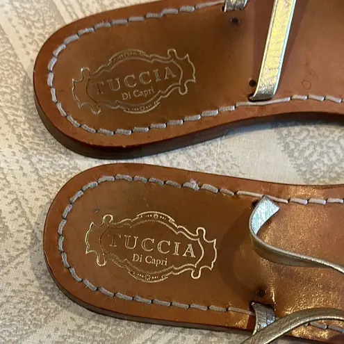 Tuccia Di Capri Silver Rhinestone Strappy Sandals