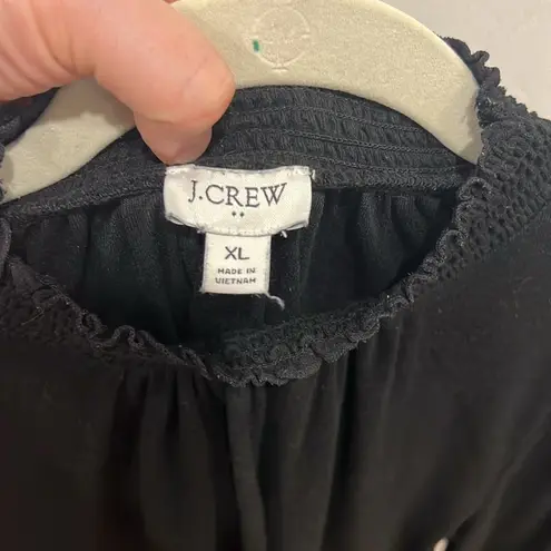 J. Crew Factory High Neck Ruffle Top Black Womens Size XL