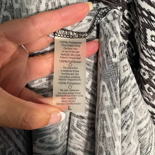 Simply Comfortable Women's Black White Geometric Duster Kimono Size L Size L