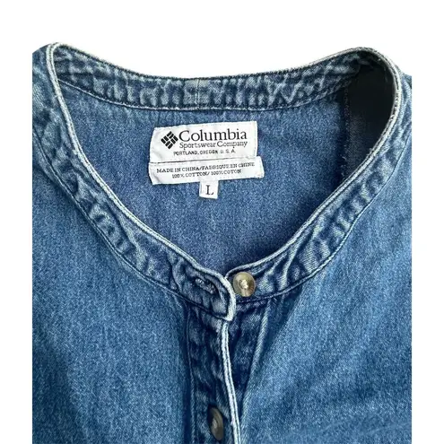 Columbia Women’s  Denim Jean Vest Large Pockets Button Up Vintage