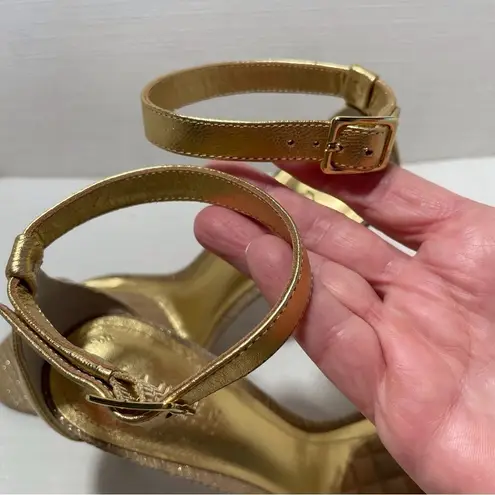 Lauren Ralph Lauren Size 10B Samantha Foot And Ankle Strap Gold Stiletto