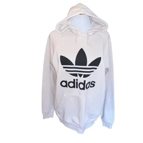 Adidas  originals trefoil logo cream women hooded pullover sweatshirt medium