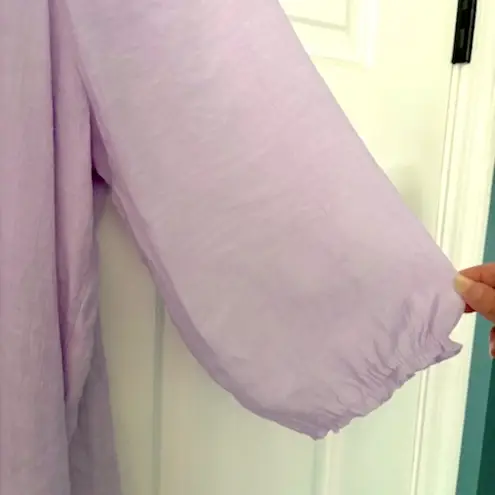 Unique spectrum Womens Blouse Plus Size 2X Purple Ruffle Tie Bow 3/4 Sleeve Top