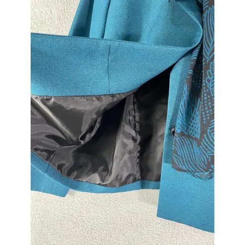 Evan Picone Teal Wool Blend Blazer Jacket Women's 14 Button Front Lined Career