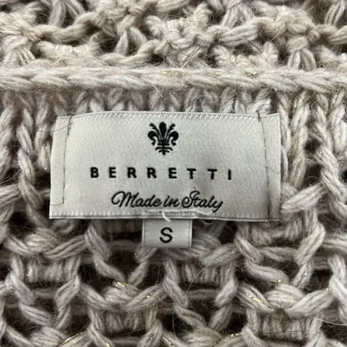 Berretti Sweater Womens Small Tan Open Knit Wool Alpaca Neutral Minimalist