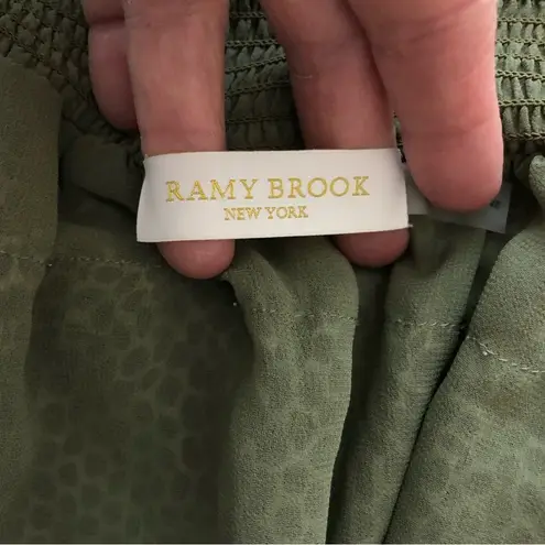 Ramy Brook New York Silk Dot Print Smocked Waistband Ruffle Tiered Mini Skirt