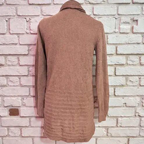 Fortune + Ivy Metallic Button Detail Shawl Collar Sweater Cardigan Brown S