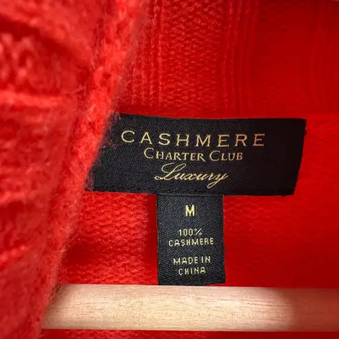 Charter Club Luxury Cashmere Mockneck Sweater Red Holiday Relaxed Boxy Medium