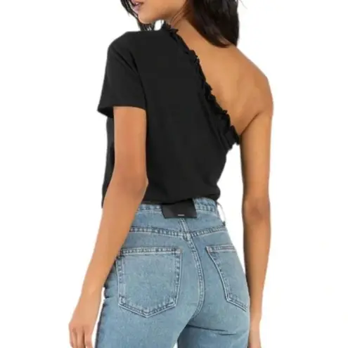n:philanthropy NWT one shoulder ruffled black bodysuit size medium