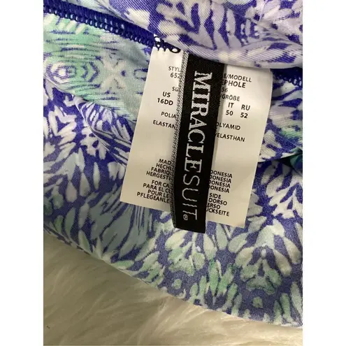 MiracleSuit New. blue peephole tankini top. 16DD. Retails $142