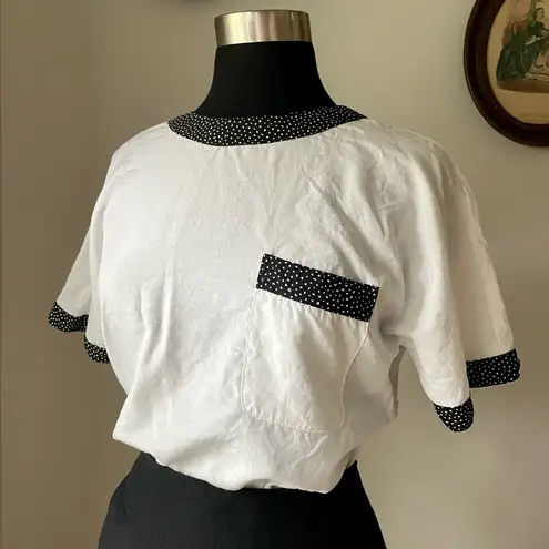 Leslie Fay VINTAGE 1980s black & white blouse -