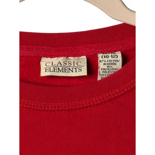 Classic Elements VTG  Red Joy Embellished Crewneck Sweatshirt Women's SZ M Cotton