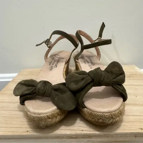 Gaimo Dark Brown Bow Strap Espadrille Wedge Sandals 37/6.5