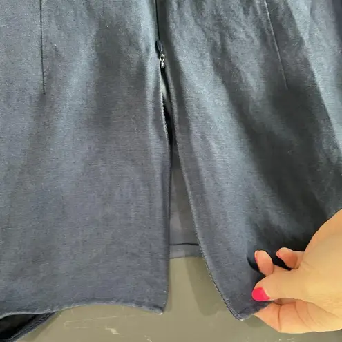 Laura Ashley Vtg Sz 12 Dress Linen Blend Midi Lagenlook Sleeveless Classic Navy