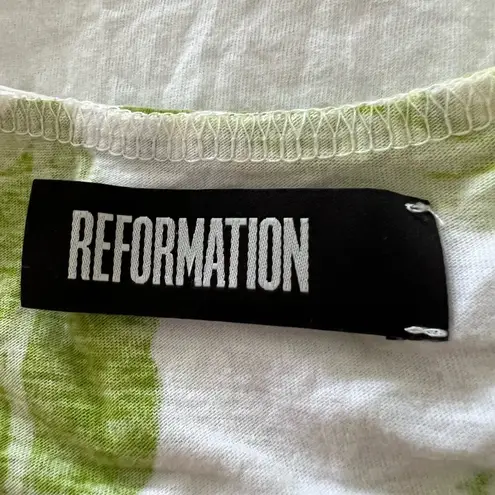 Reformation  Tropical Island Floral Tunic Surplus Fabric Top | Small | Pink/Green