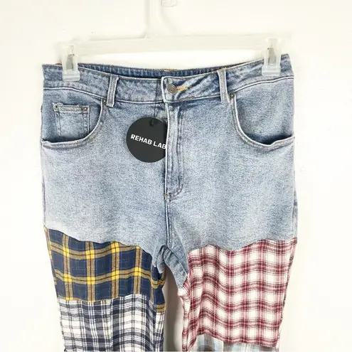 Rehab  LAB Reimagined High Waist Flannel Flare Lumberjack Bells Jeans Size Large