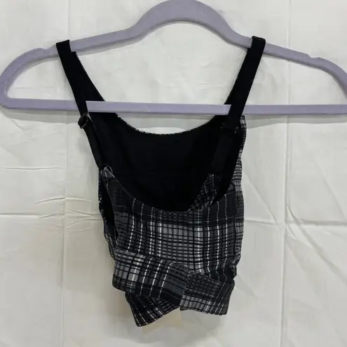 NWT Stori Endurance Plaid Print Padded Sports Bra Black/White/Gray Women's US 2 Size undefined