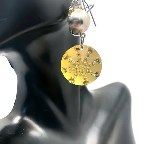 VINTAGE 1980'S YELLOW BAUBLE CLIP ON DANGLE EARRINGS