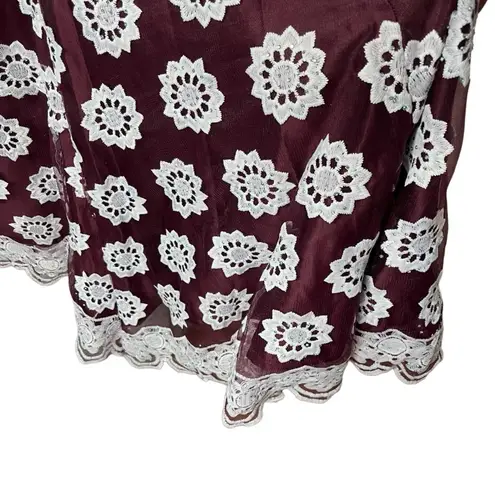 HANDMADE Lace African Style Formal Top Skirt Burgundy White Hand Crafted Size M