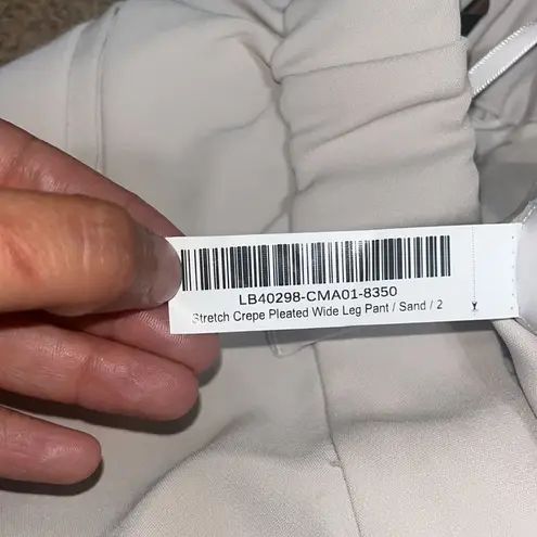 QUINCE Stretch Crepe Pleated Wide Leg Pants Trousers Sand 2