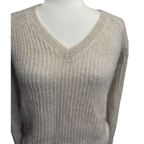 Comptoir des Cotonniers Mohair Blend Cream with Subtle Shimmer Sweater US XXS Gold