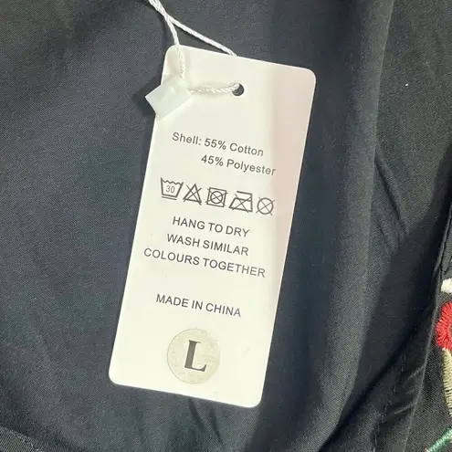 NWT Futurino Black Bohemian Crew Neck Shift Dress Large