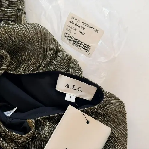 ALC Frank A.L.C. Kai Dress Gold Halter Maxi Size 4 XS Metallic Disco Party NYE Holiday NEW