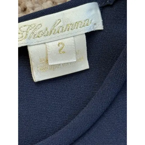 Shoshanna Marina Crepe Ruffle Sleeve Hem Navy Blue Sheath Dress Size 2