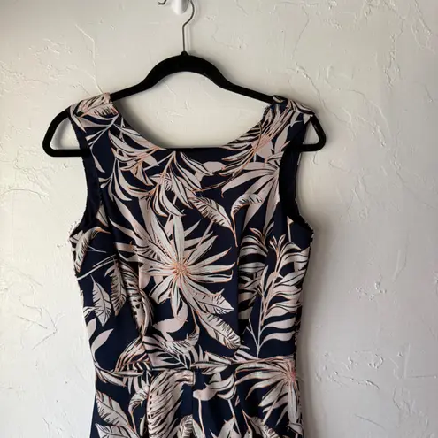 VERO MODA Tropical Romper Size S Navy Palm Print Blue Lace Back Coastal Chic