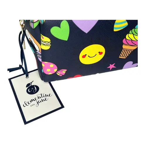 NEW Clementine & Jane Makeup COSMETIC TRAVEL BAG Zip Unicorn Rainbow Smiley Face