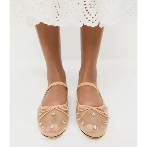 Loeffler Randall  Leonie Crystal Mesh Ballet Flats in Caramel Size US 10 thumbnail 12