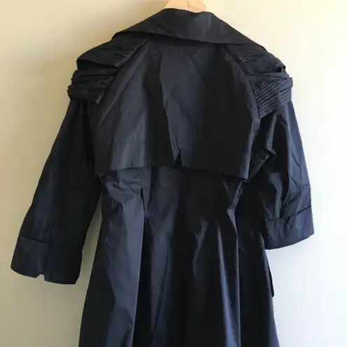 Bebe NEW  Pleated Sleeve DB Trench Coat Black Double‎ Button Down Womens Size M