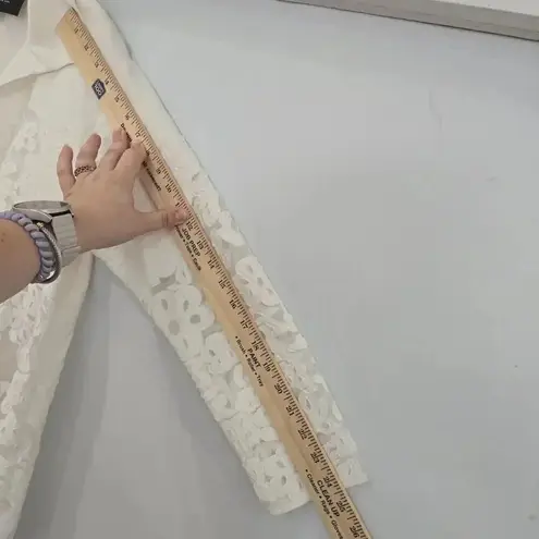 Lafayette 148 New York Jacket Floral Ivory Lace Blazer Mesh Trim Size 0 2