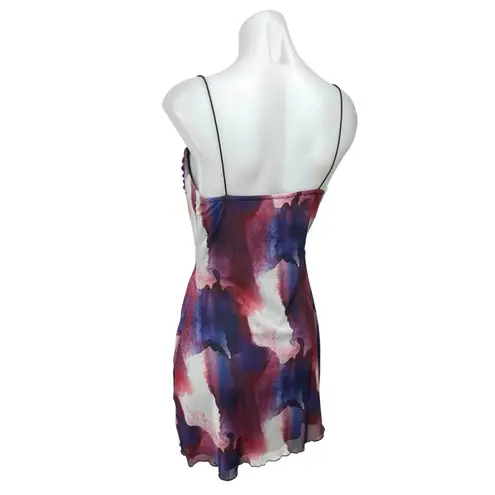 White Fox Multicolor Watercolor Print Sleeveless Cami Camisole Mini Tank Dress M Size M