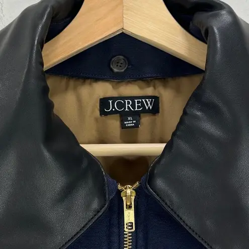 J.Crew NEW  Quilted Rugged Canvas Denim Jacket Puffer Navy Preppy Utility XL