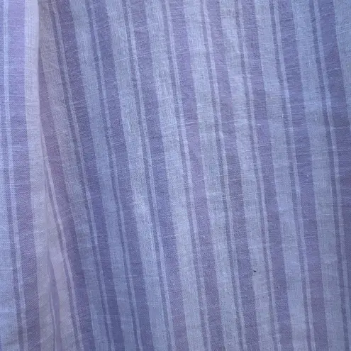 Lola River Women's Large Vintage Lavender Striped High Low Linen Blouse Purple Size XL