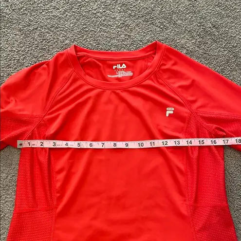 FILA  Sport Red Moisture Wicking Long Sleeve Active Wear T-Shirt Large