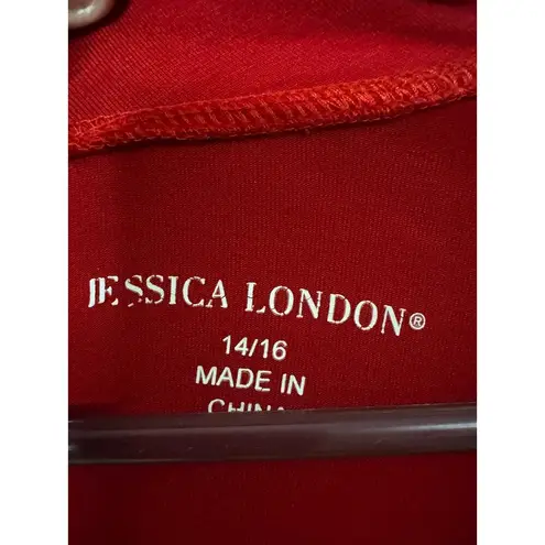 Jessica London Women's Plus Size Mob Wife Cut Out High Neck Crepe Top 3/4 Sleeve size 14/16