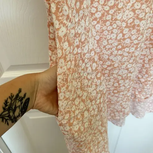 Lost + Wander Pick Me In The Desert Peach Floral Button Up Tunic Shirt Dress XL/