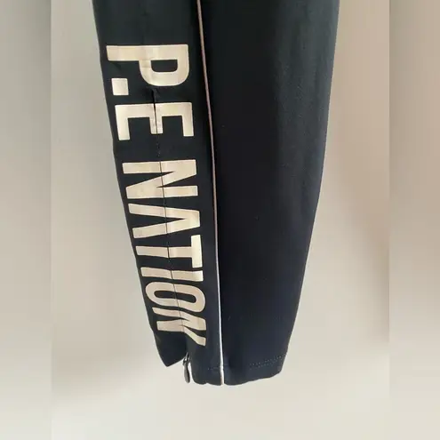 P.E Nation Black, White & Neon Green Three Pointer High Rise Leggings Size XS Black