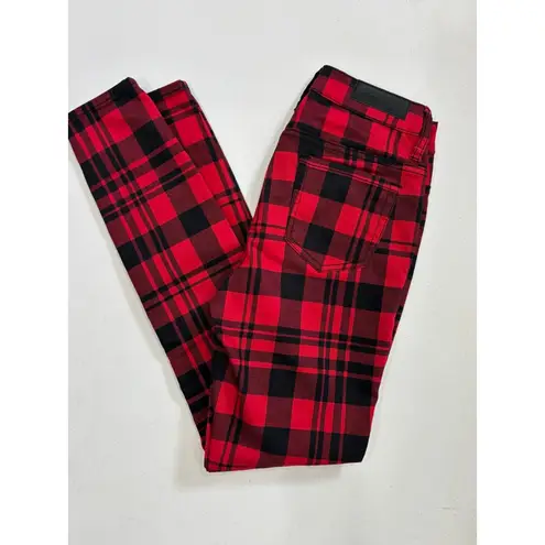 Blackheart Women's Red Black Plaid Super Skinny Pants Juniors Size 5