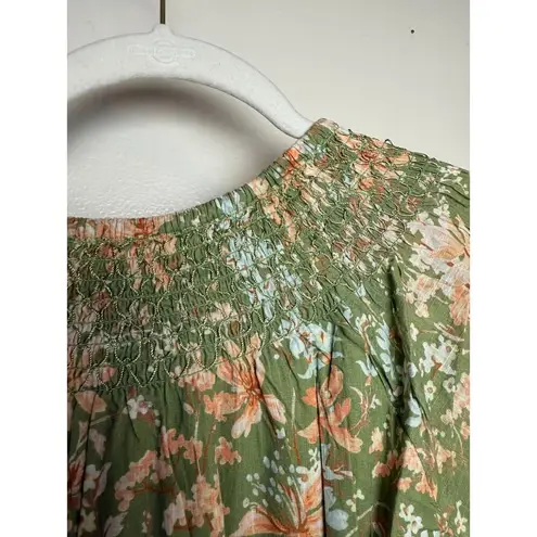 A pea in the pod Pea in the Pod Green Floral Tiered Maxi Dress NWT Sz. M