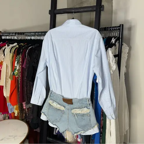 Alexander Wang Prestyled Button Down Denim Romper in Light Worn Indigo