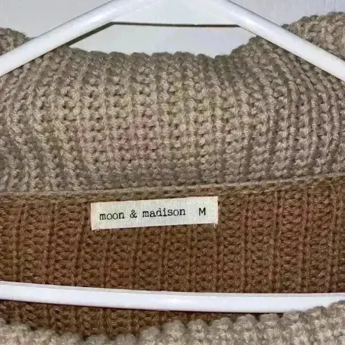 Cowl neck‎ color block cropped sweater Tan Size M