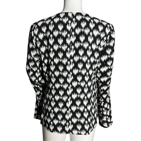 Le Gali Jacket Womens Small Black White Geometric Divya Bell Lightweight Blazer